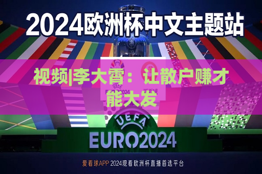 视频|李大霄：让散户赚才能大发  第1张
