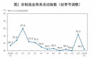 1月份制造业PMI为49.1%，比上月下降1个百分点