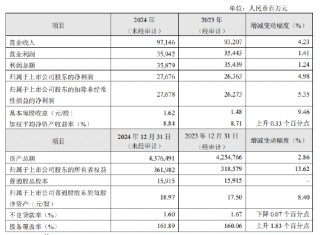 华夏银行公布2024年度业绩快报：实现净利润276.76亿元 同比增长4.98%