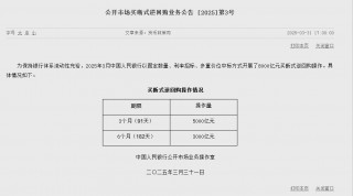央行：以固定数量、利率招标、多重价位中标方式开展8000亿元买断式逆回购操作