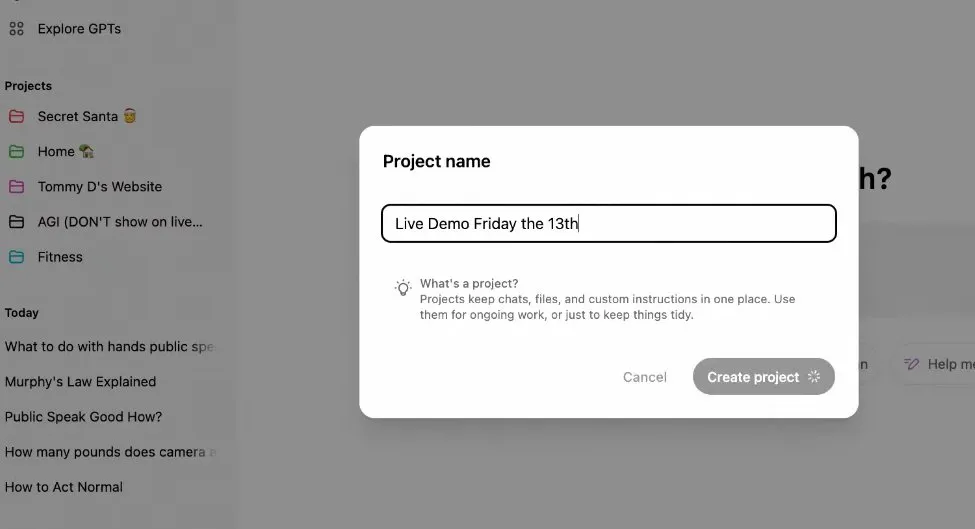 ChatGPT新增功能“Projects”，OpenAI演示出现AGI文件夹，炒作新高度？  第2张