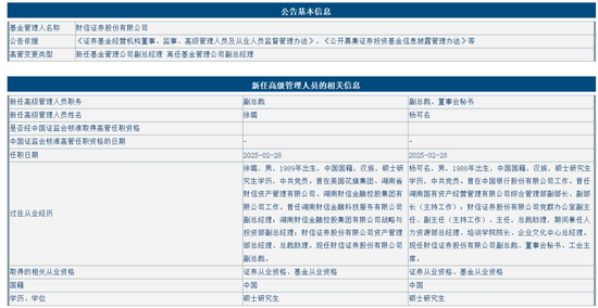 大地震！财信证券五名副总裁同日调整，年轻化“信号”？  第2张